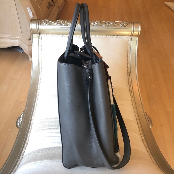 Fendi 2Jours Leather & Multicolor Shearling Tote - Picture 9 of 16